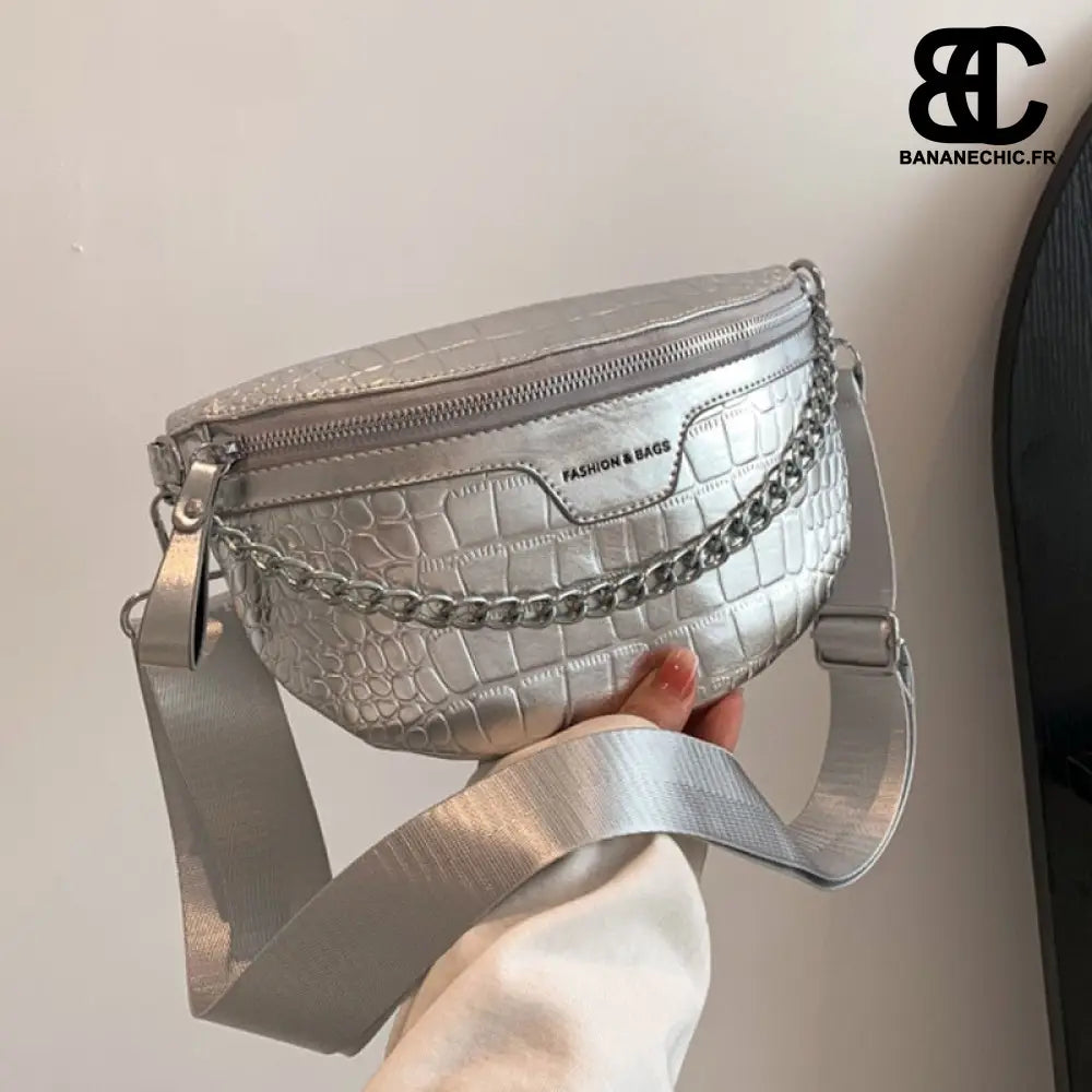 Sac Banane Argenté Brillant - Sac Banane - Banane Chic ™