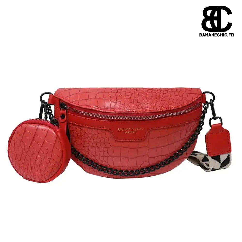 Sac banane bandoulière chic femme - Rouge - Banane - Banane