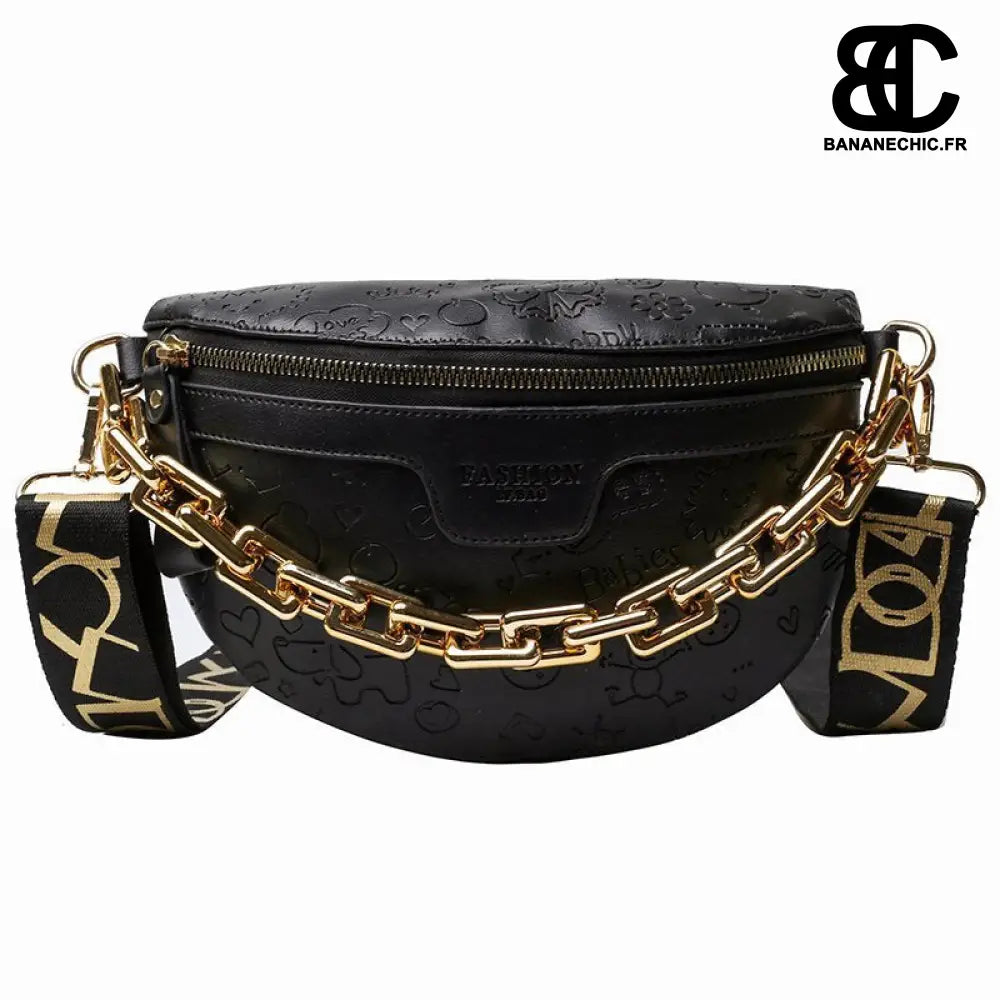 Sac Banane Blanc en Simili Cuir Femme - Noir - banane -