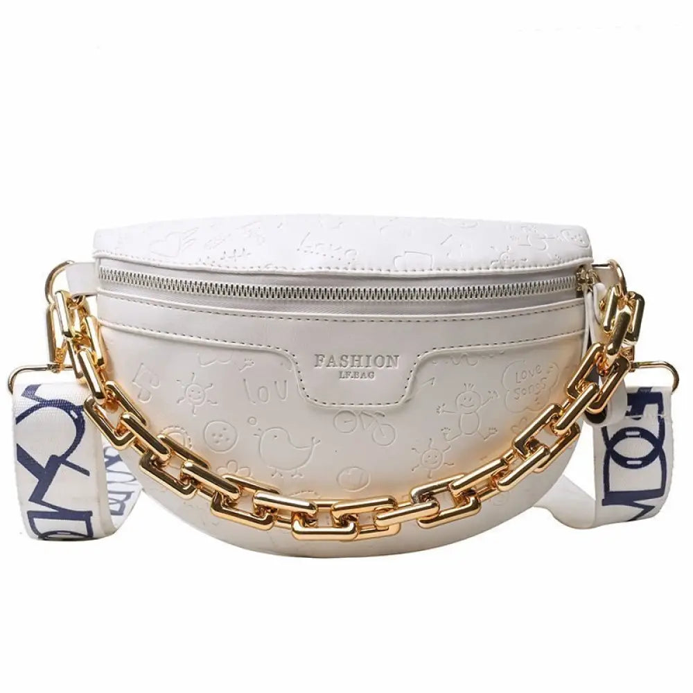 Sac Banane Blanc en Simili Cuir Femme - Blanc - banane -