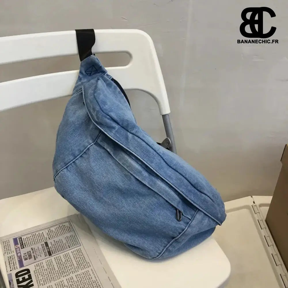 Sac banane bleu oversize - light blue - banane - Banane Chic