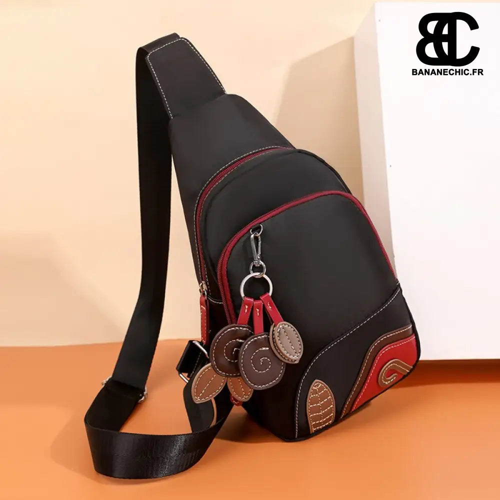 Sac Banane Bohème Bandoulière - Cuir - Noir - banane -