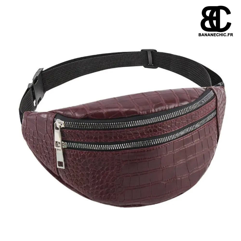 Sac banane chic cuir femme - Bordeaux - Banane - Banane Chic