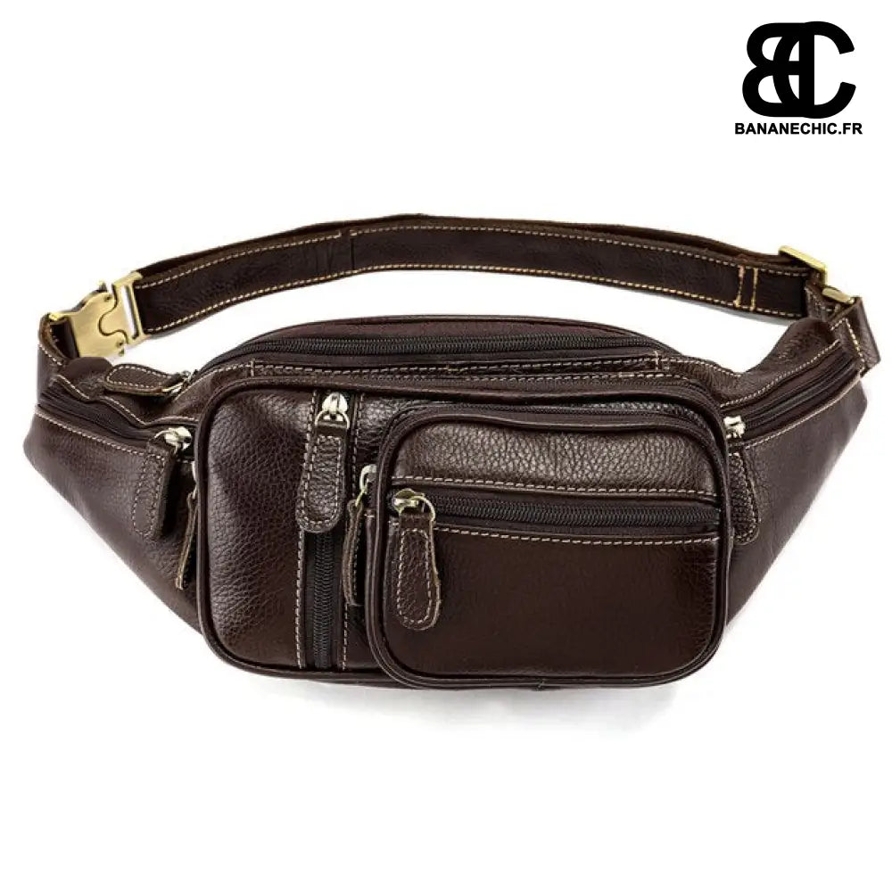 Sac banane chic cuir homme - Café - banane - Banane Chic ™