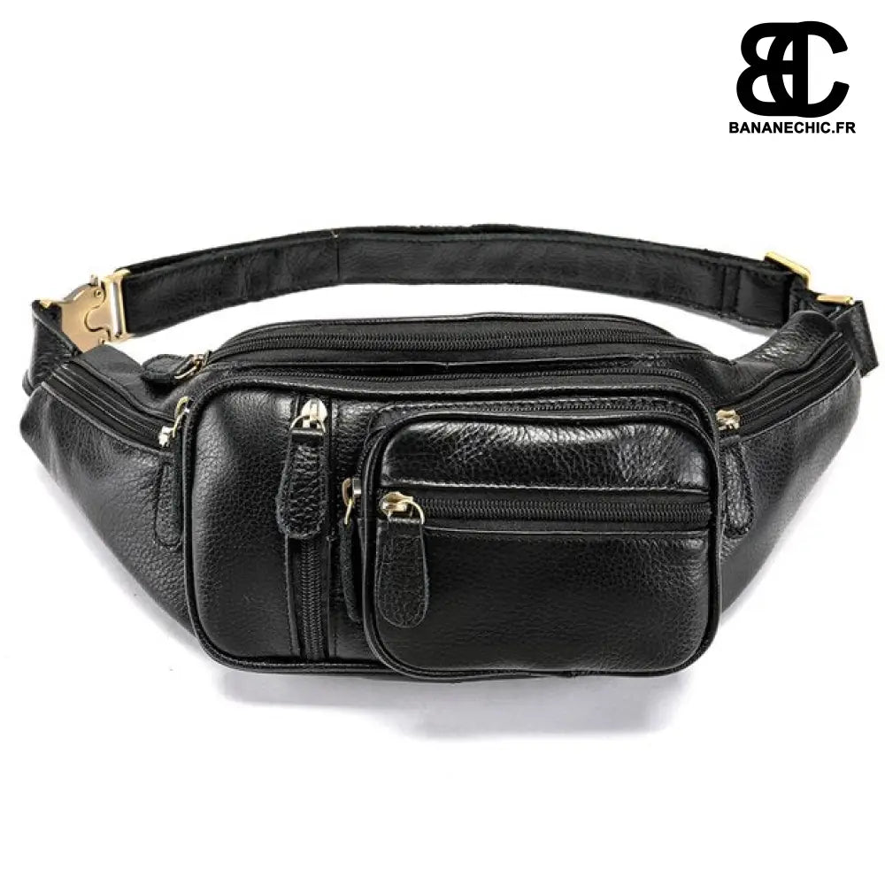 Sac banane chic cuir homme - Noir - banane - Banane Chic ™
