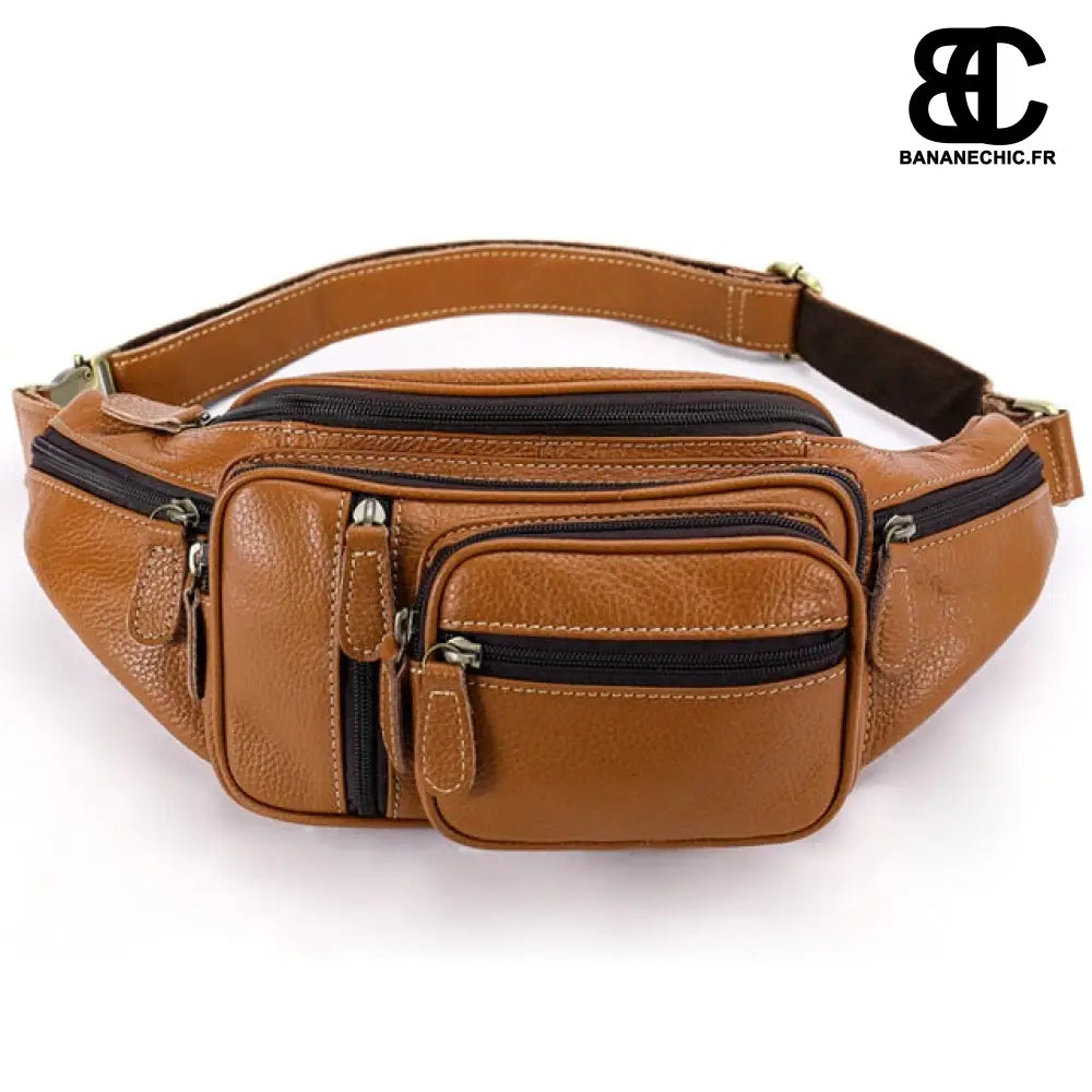 Sac banane chic cuir homme - Marron - banane - Banane Chic ™