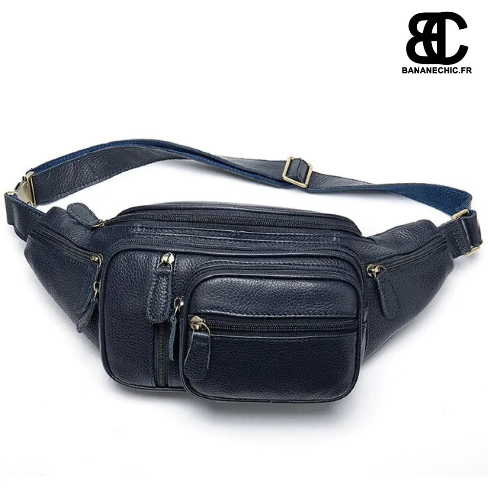 Sac banane chic cuir homme - Bleu - banane - Banane Chic ™