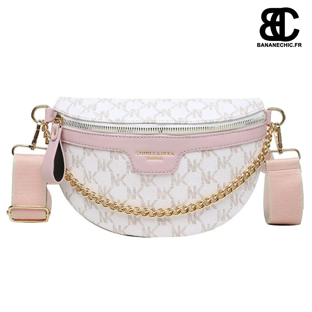 Sac Banane Chic Damier Café - Blanc - rose - Banane - Banane