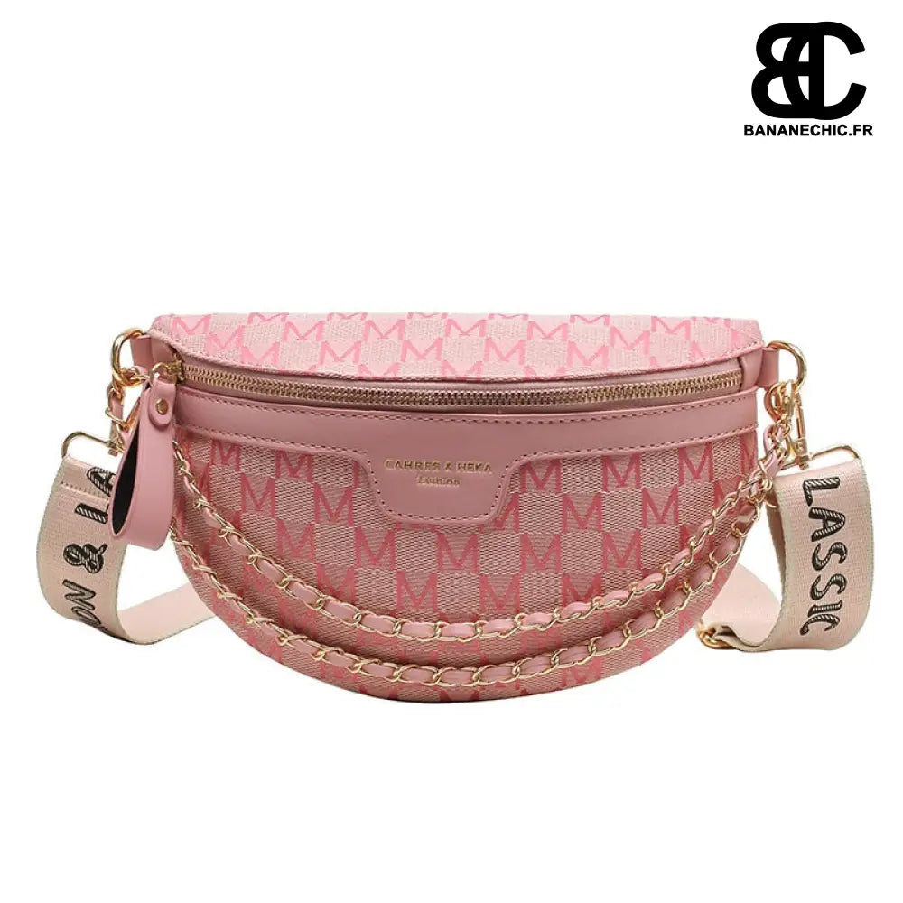 Sac banane chic toile imprimée - Rose - banane - Banane Chic