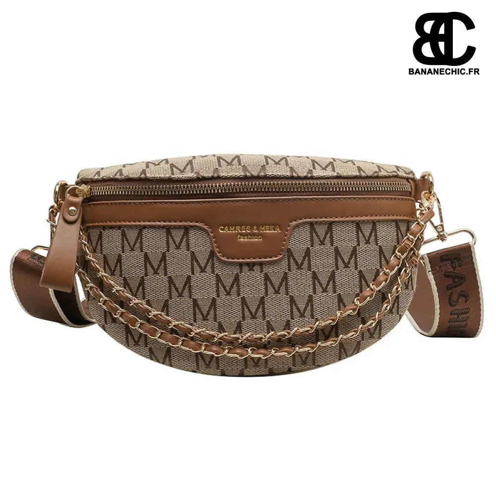 Sac banane chic toile imprimée - Marron - banane - Banane