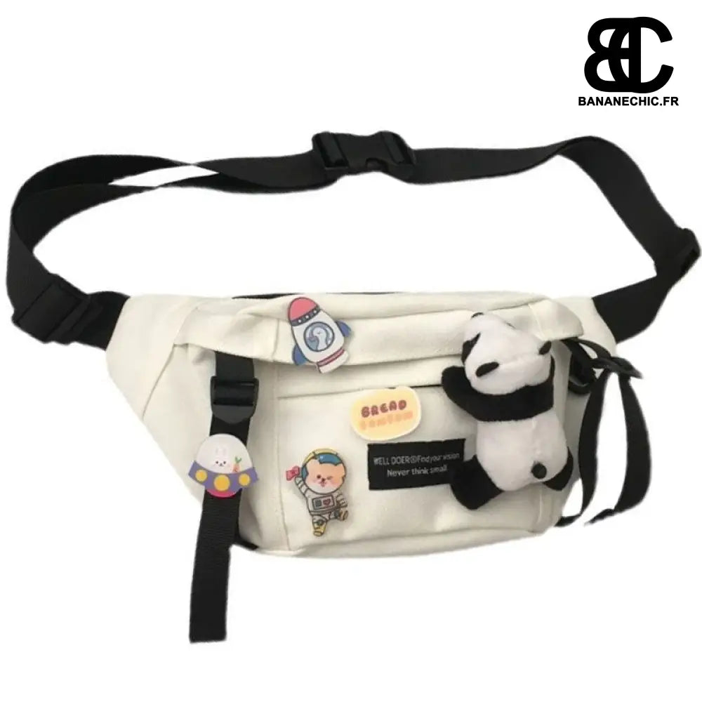 Sac banane collégien Harajuku rose fluo - Blanc - banane -