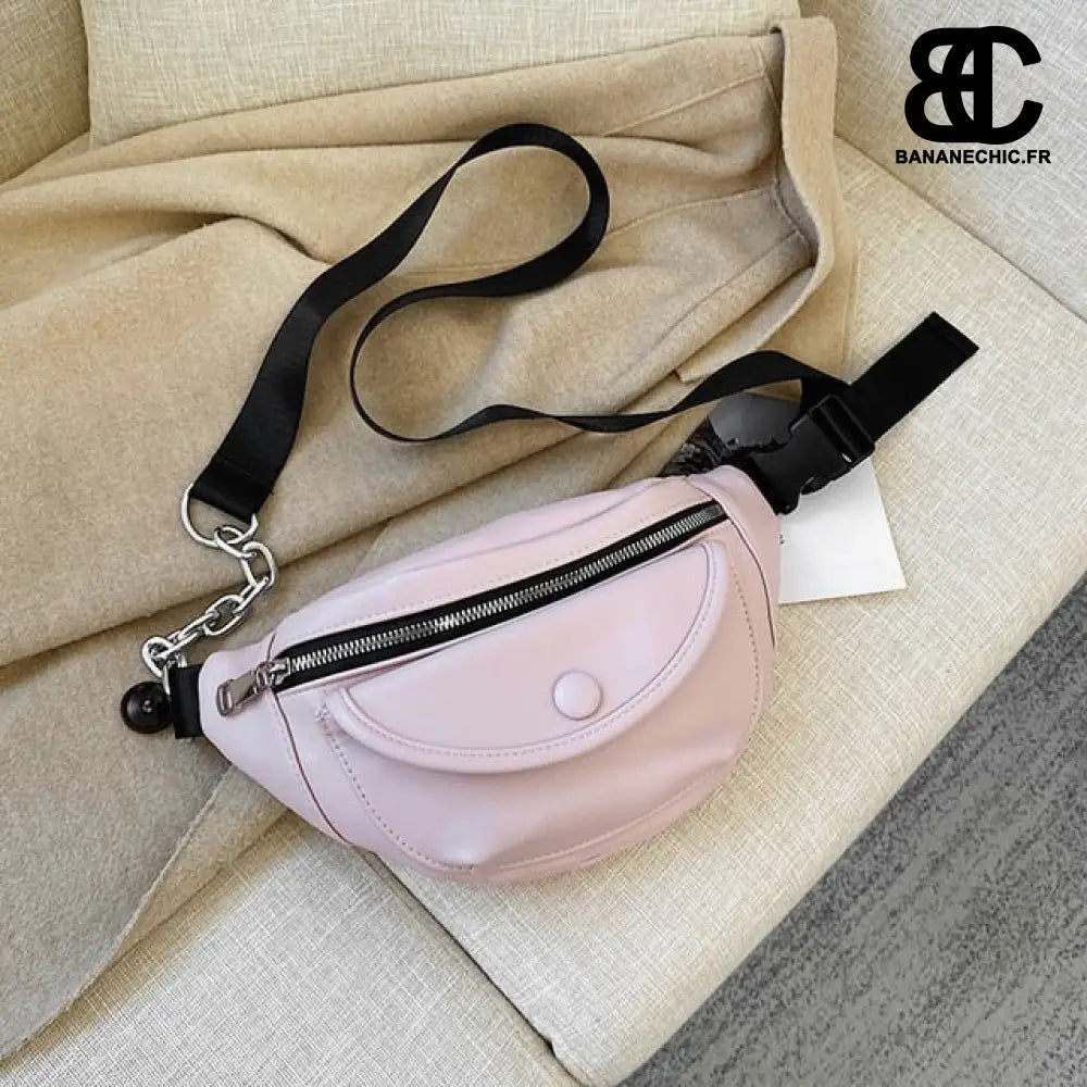 Sac banane cuir blanc élégant - Rose - Banane - Banane Chic