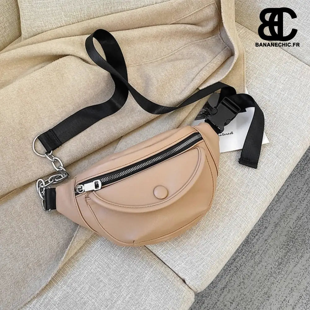 Sac banane cuir blanc élégant - Kaki - Banane - Banane Chic