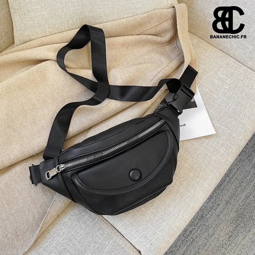 Sac banane cuir blanc élégant - Noir - Banane - Banane Chic