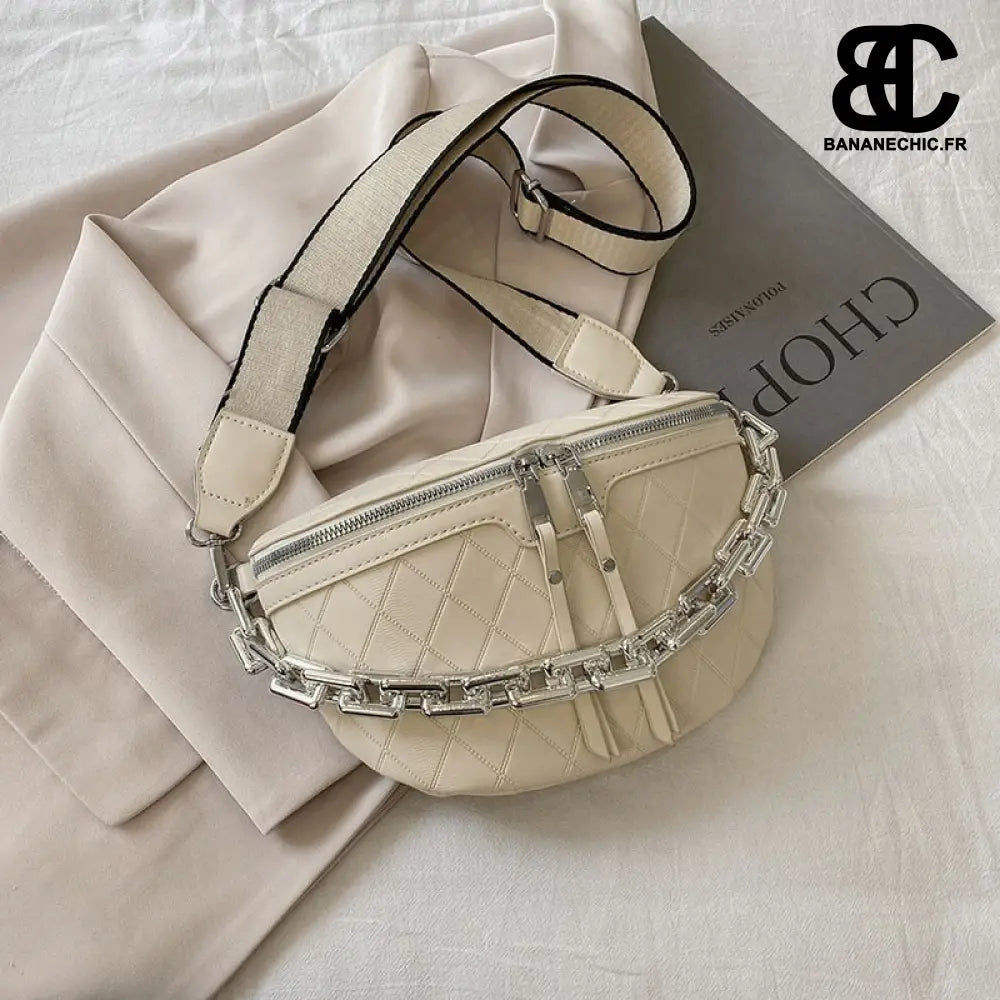 Sac banane cuir chic - Blanc - banane - Banane Chic ™