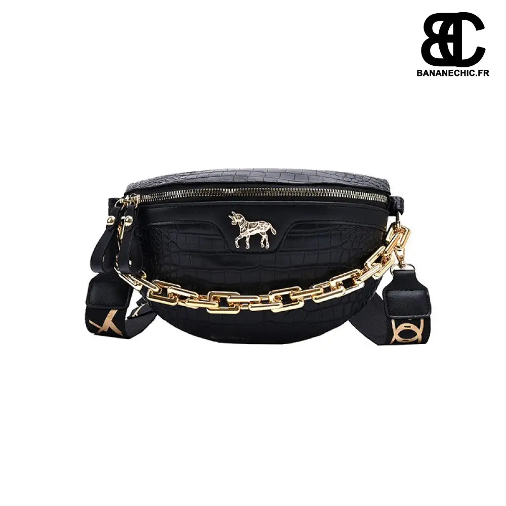 Sac banane cuir élégant - Noir - banane - Banane Chic ™