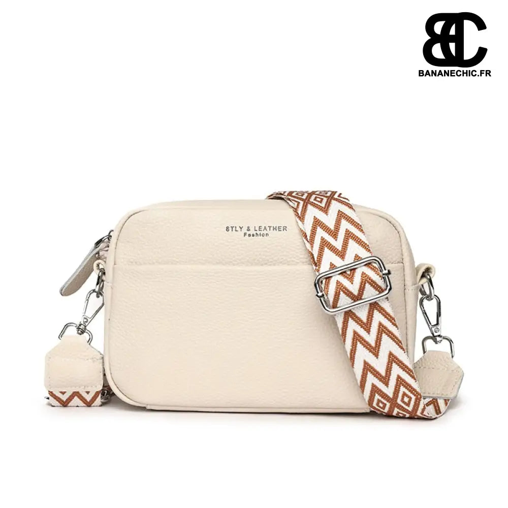 Sac banane cuir élégant bandoulière - Beige - banane -