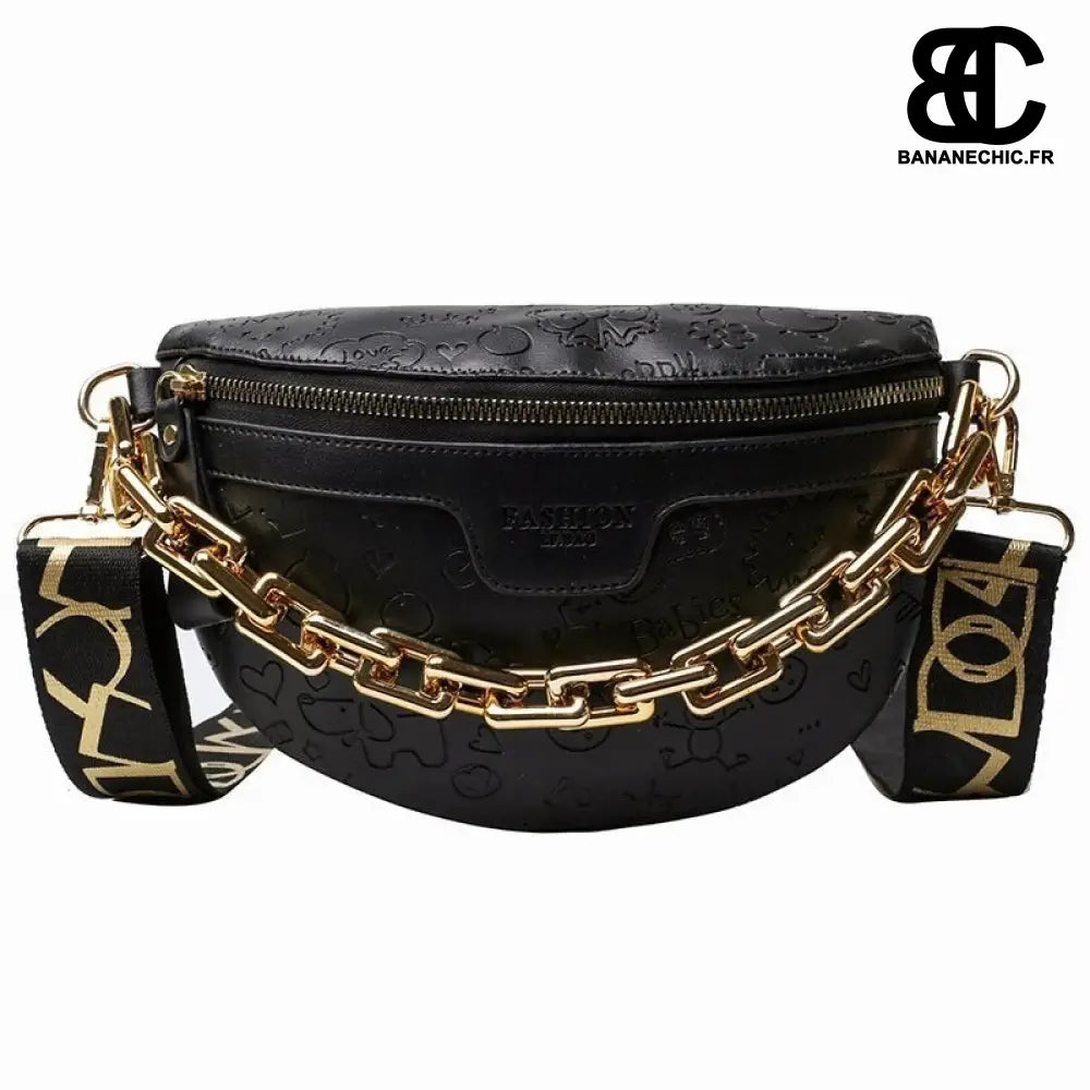 Sac banane cuir femme chic - Noir - Banane - Banane Chic ™