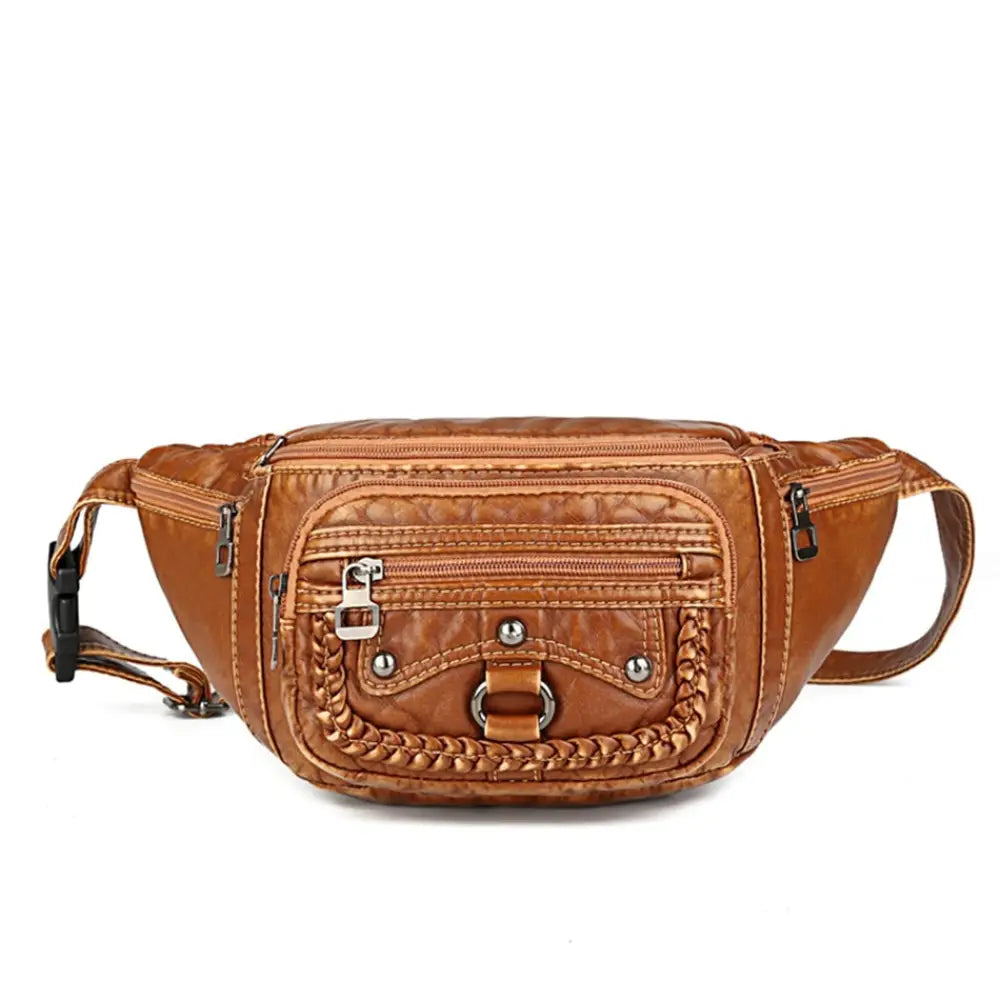 Sac banane cuir femme élégant - Marron - Banane - Banane