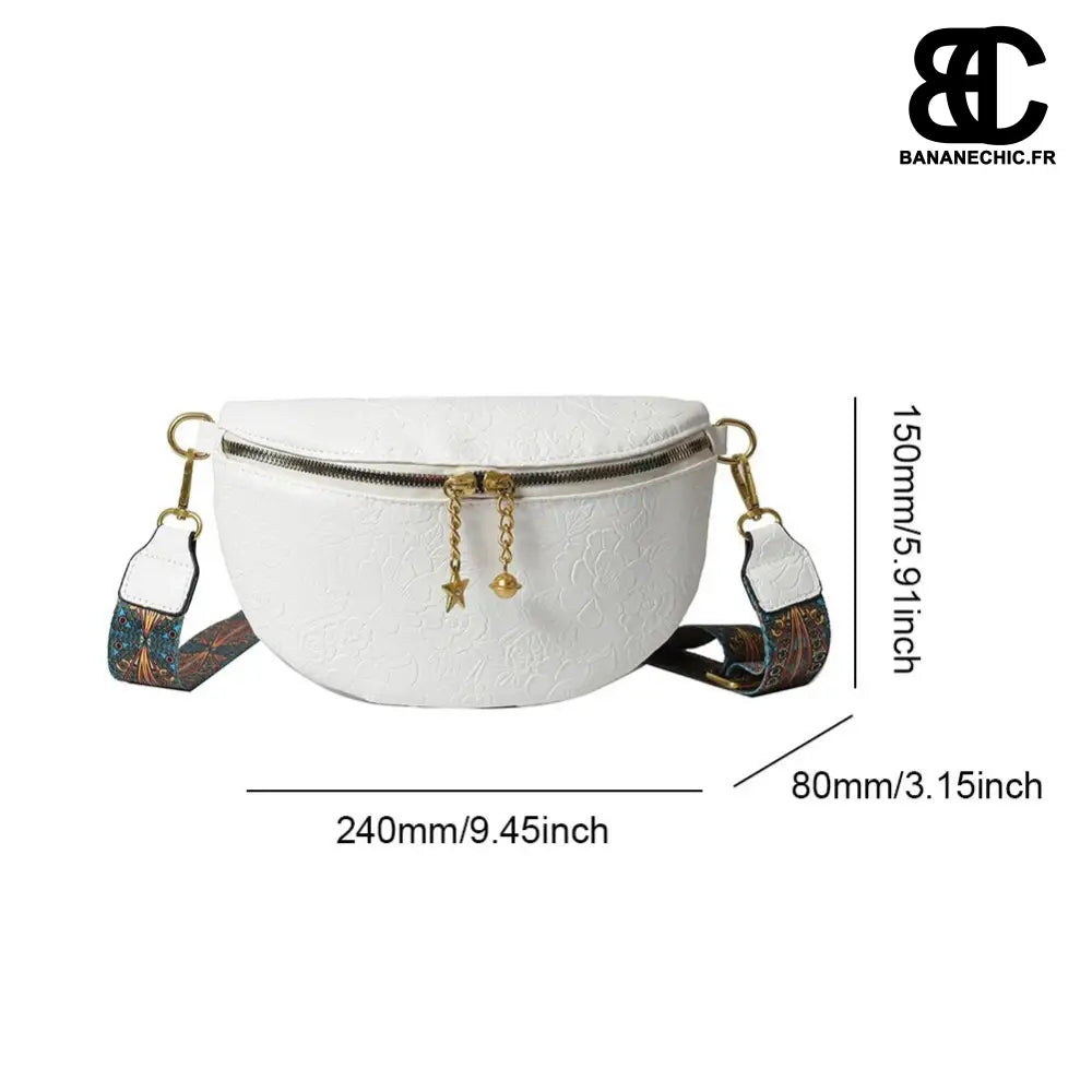 Sac banane cuir femme relief bandoulière - Blanc - banane -