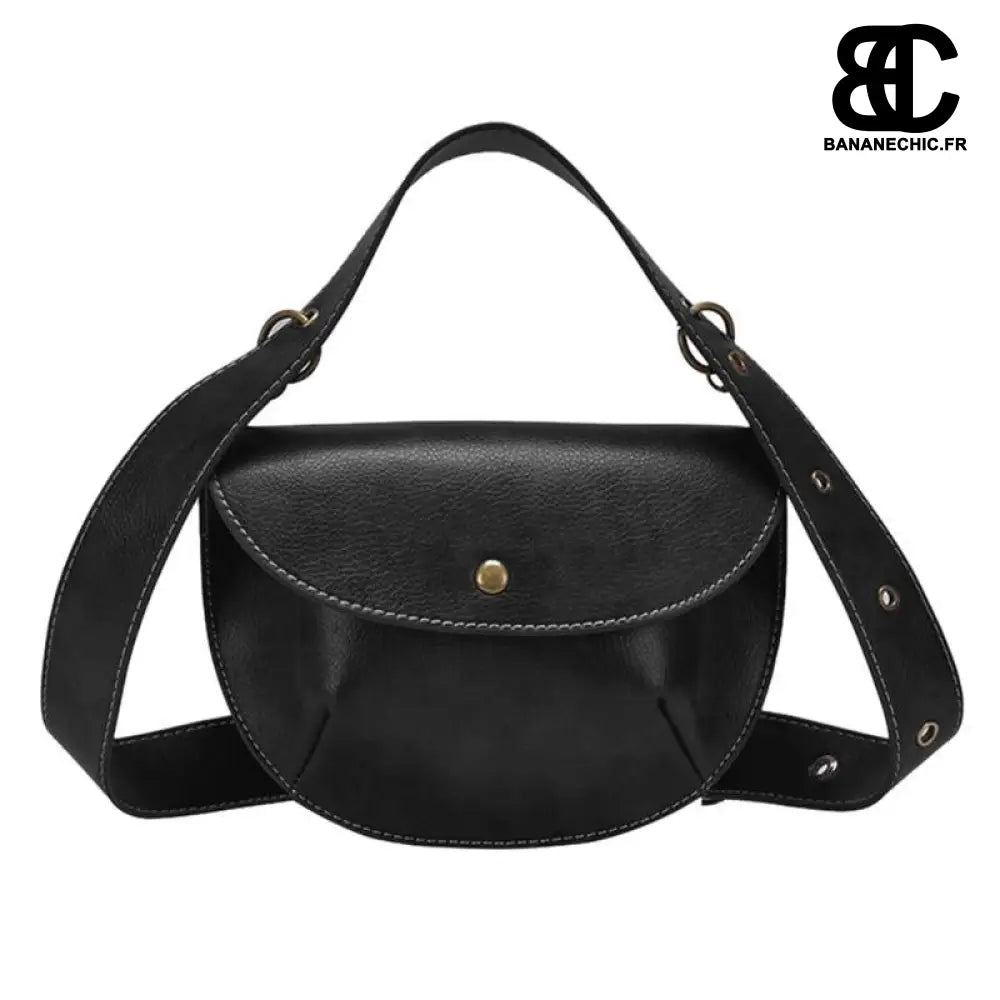 Sac banane cuir femme vintage - Black - banane - Banane Chic