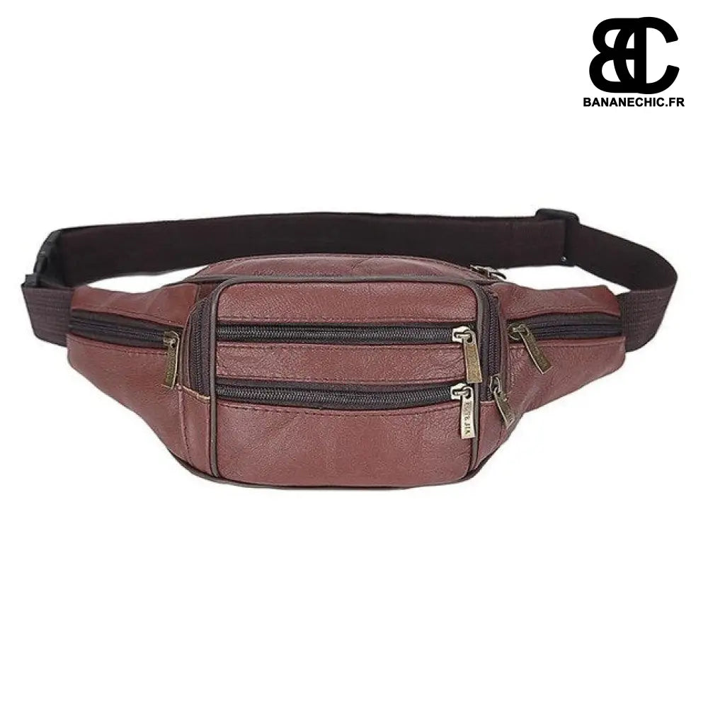 Sac banane cuir homme - Marron clair - Banane - Banane Chic