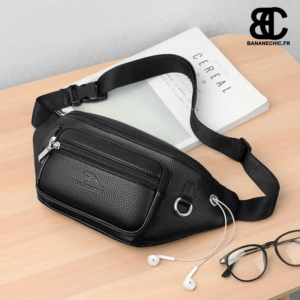 Sac Banane Cuir Homme - Noir - Sac Banane - Banane Chic ™