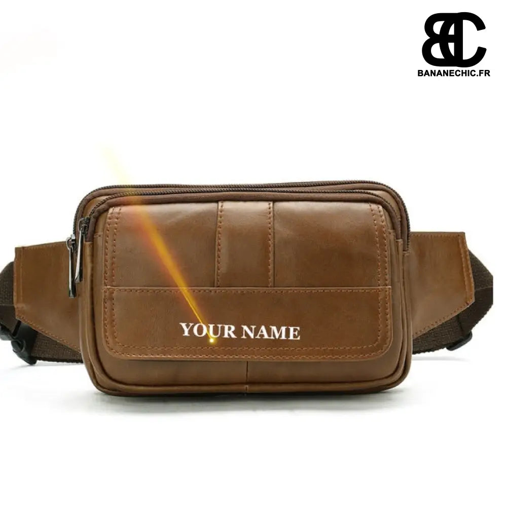 Sac banane cuir homme chic - Café - banane - Banane Chic ™