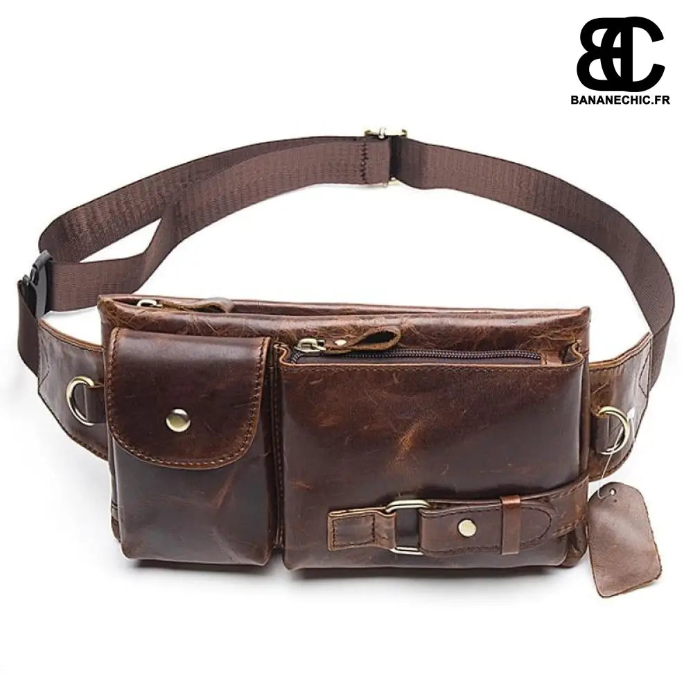 Sac banane cuir homme noir - Cafe - Banane - Banane Chic ™