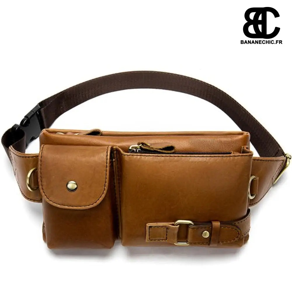 Sac banane cuir homme noir - Marron - Banane - Banane Chic ™