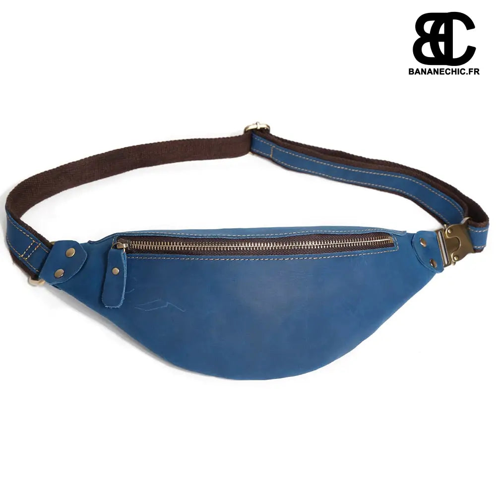 Sac banane cuir homme tendance - Bleu - Banane - Banane Chic