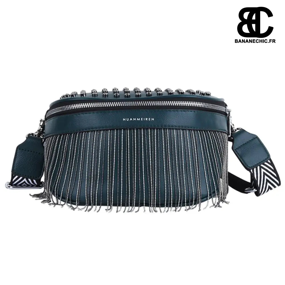 Sac banane cuir luxe pompon - Vert - banane - Banane Chic ™