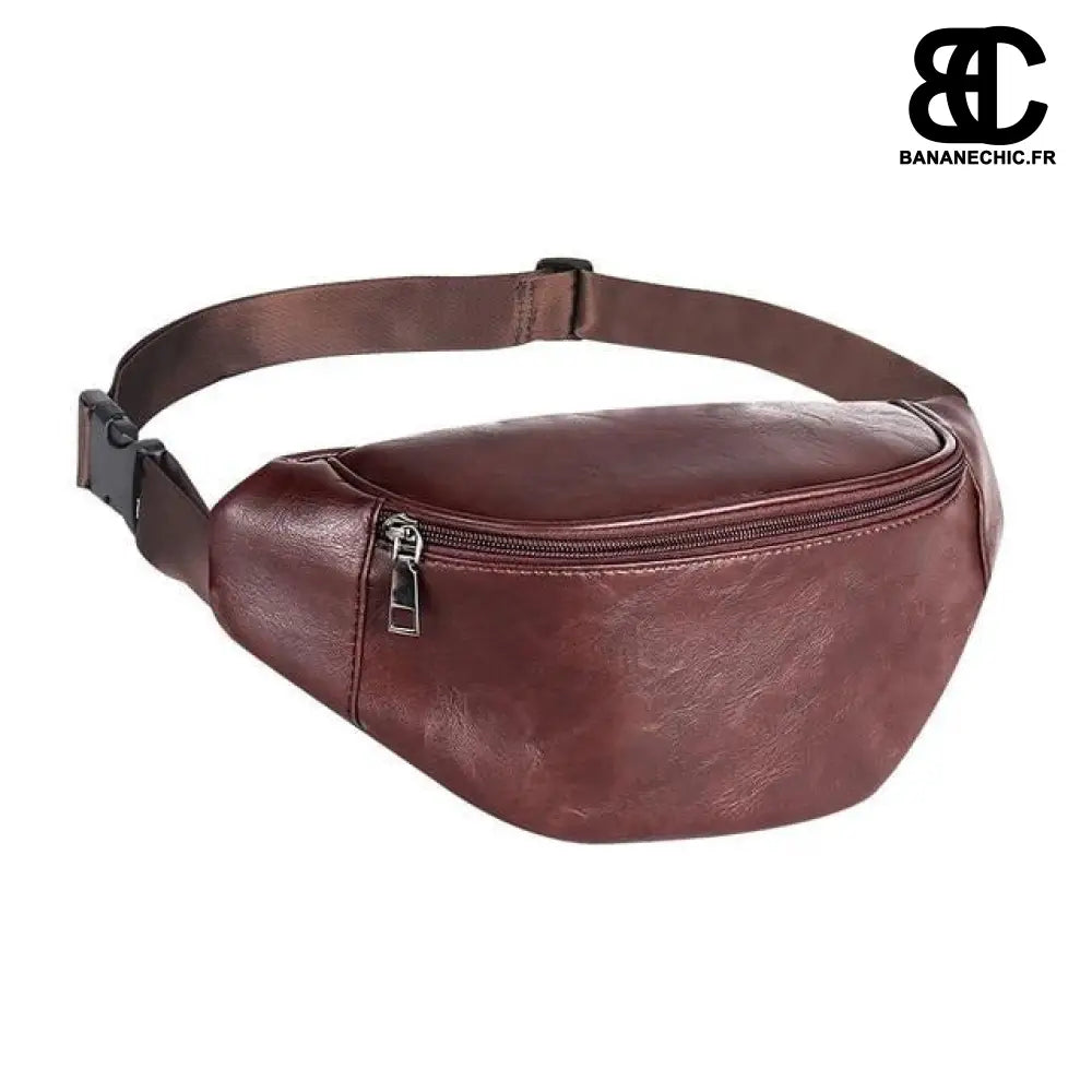 Sac banane cuir marron femme - Bordeaux - Banane - Banane