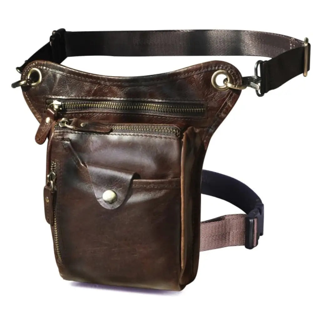 Sac banane cuir moto marron sport - Café - Banane - Banane