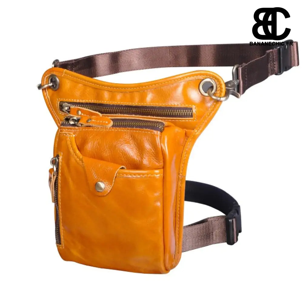 Sac banane cuir moto marron sport - Or - Banane - Banane