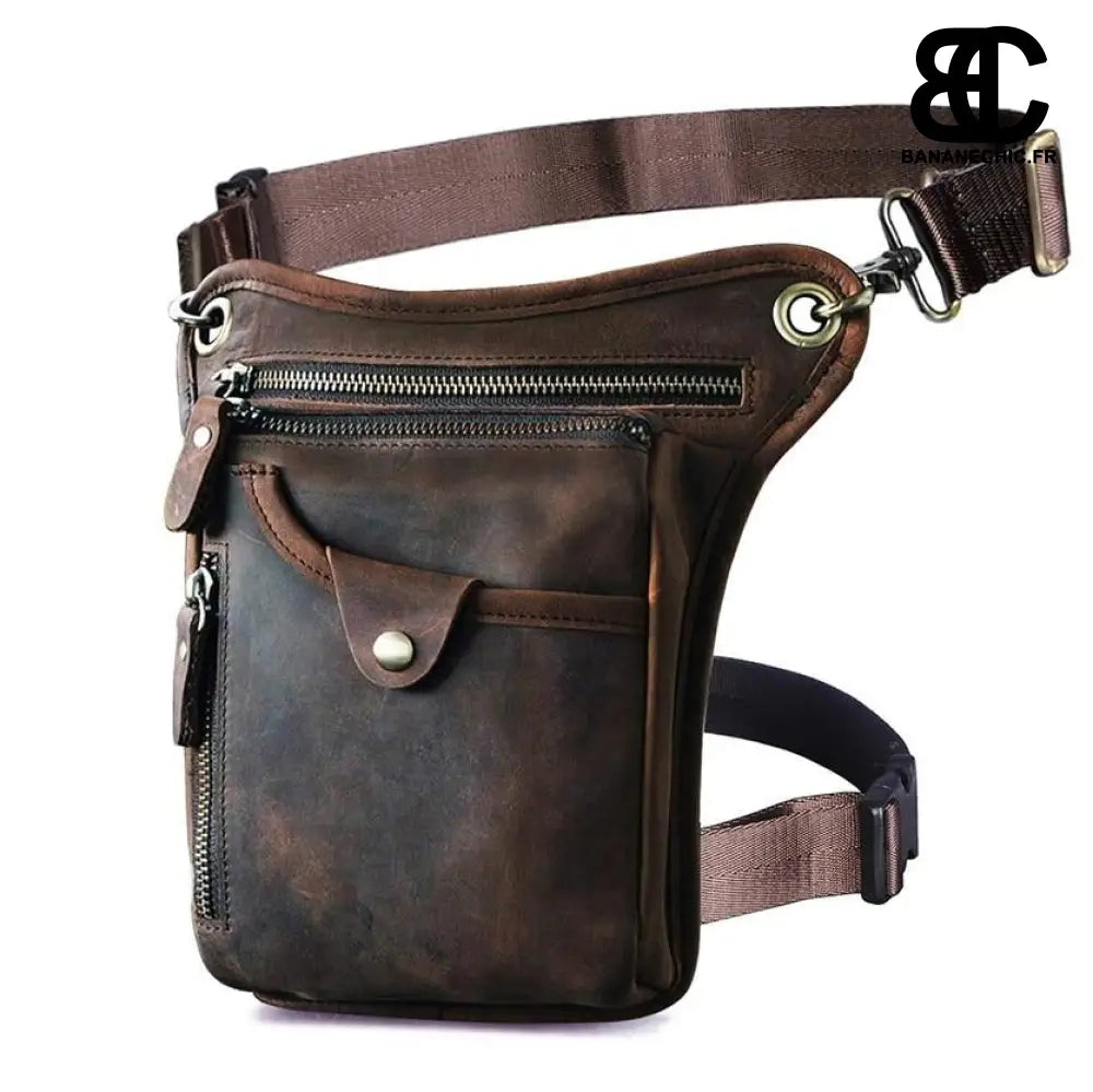 Sac banane cuir moto marron sport - Banane - Banane Chic ™