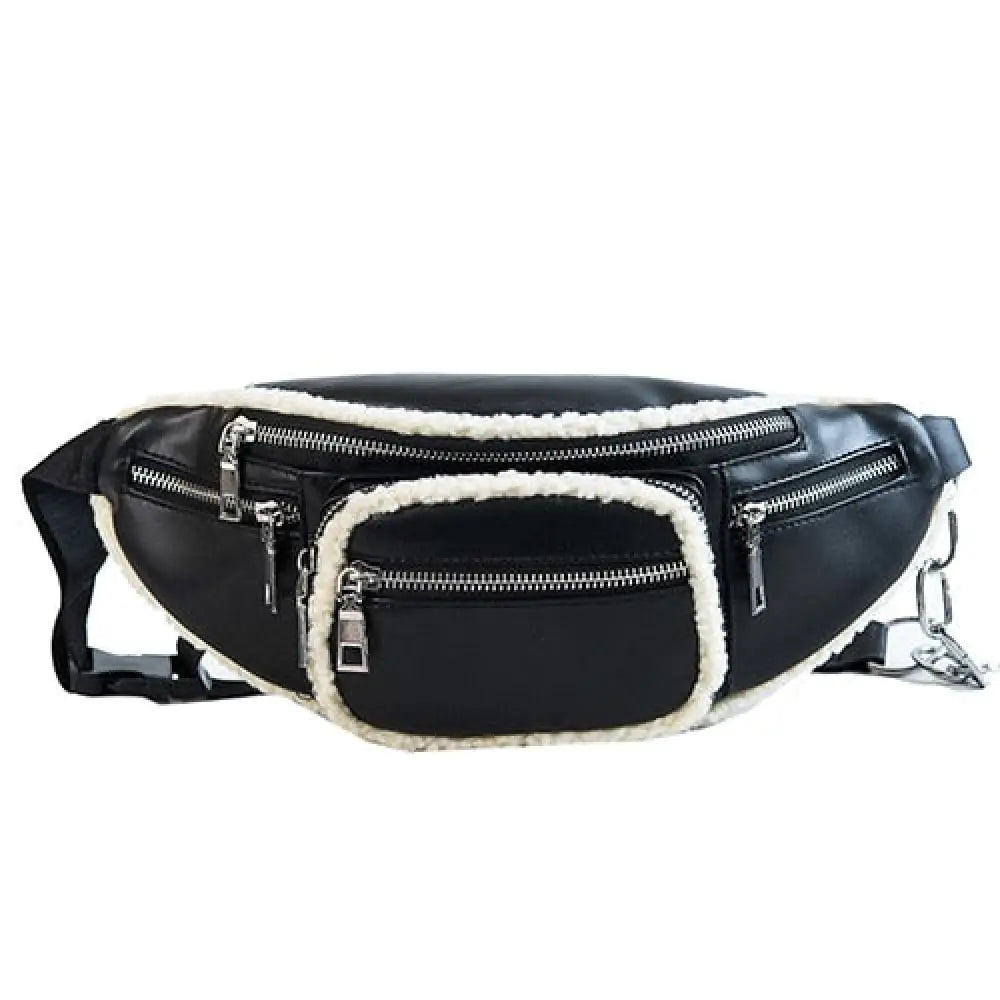 Sac banane cuir noir femme biker - Noir - banane - Banane