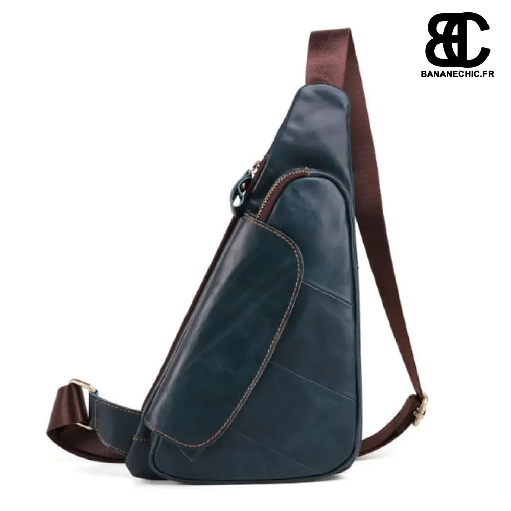 Sac banane cuir noir homme - Bleu - Banane - Banane Chic ™