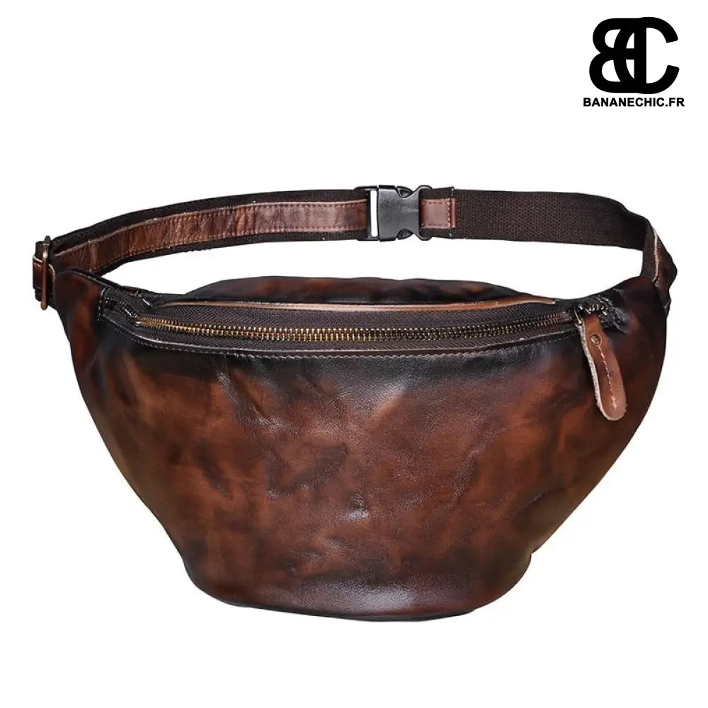 Sac banane cuir original - Marron foncé - Banane - Banane