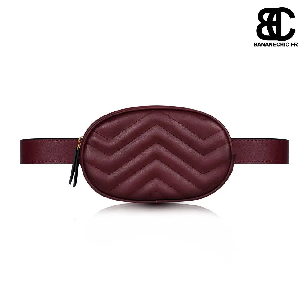Sac banane cuir ovale femme - Bordeau - banane - Banane Chic