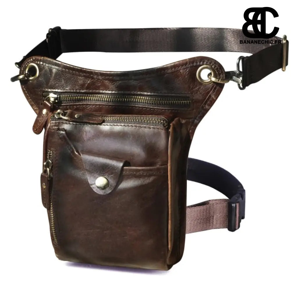 Sac banane cuir sport moto vélo - Café - Banane - Banane