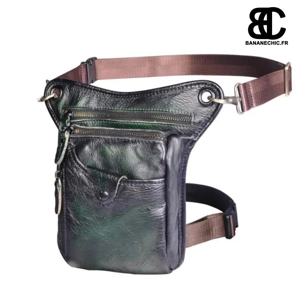 Sac banane cuir sport moto vélo - Vert - Banane - Banane