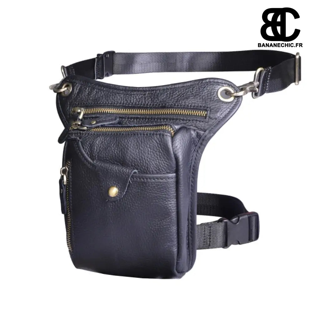 Sac banane cuir sport moto vélo - Noir - Banane - Banane