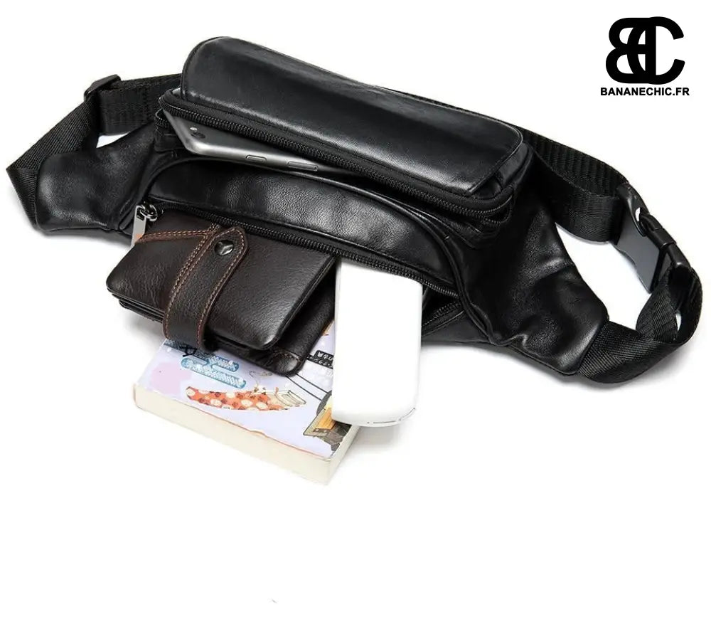 Sac banane en cuir noir - Banane - Banane Chic ™