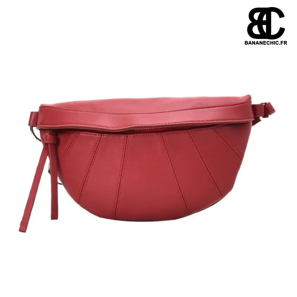Sac banane en cuir véritable - Rouge - Banane - Banane Chic