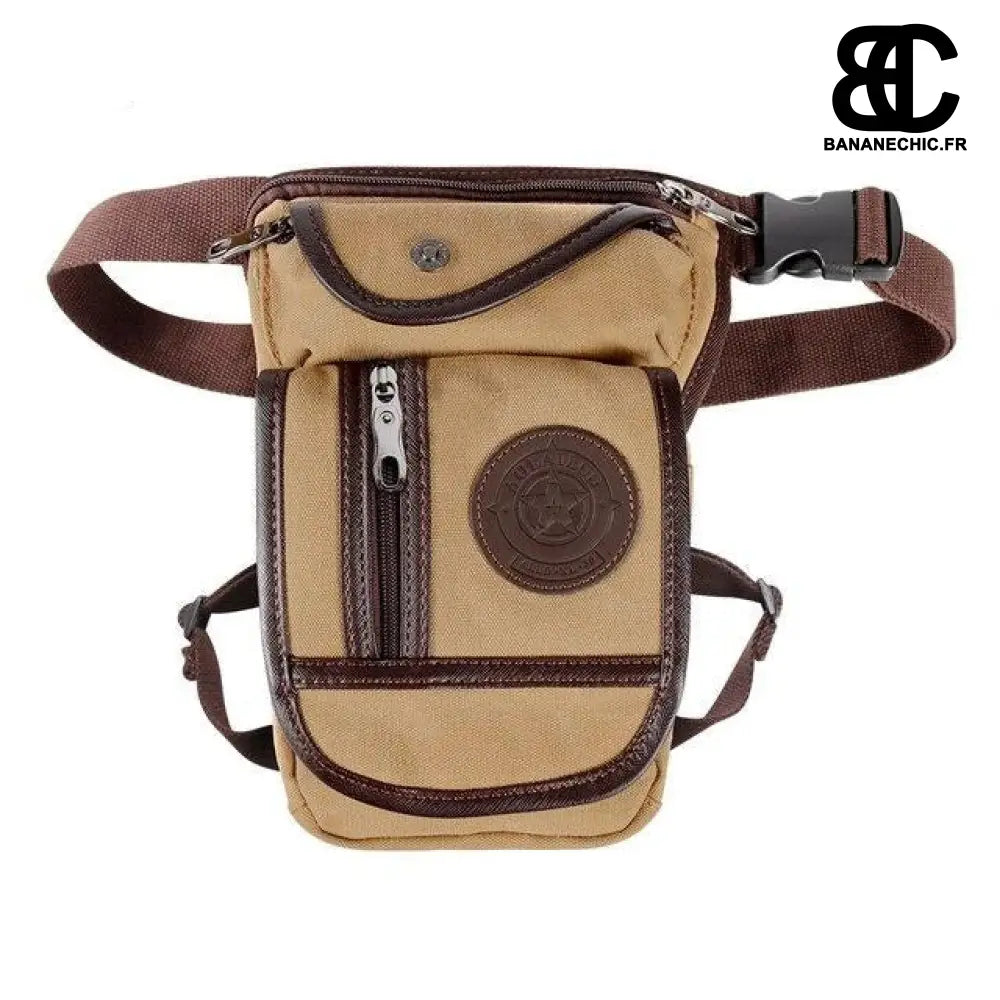 Sac banane en jean cuir sportif - Khaki - Banane - Banane
