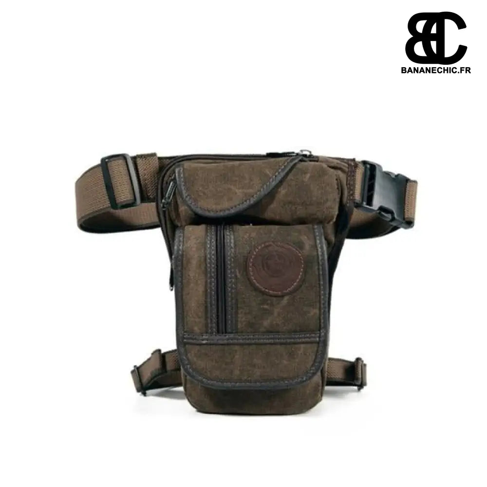 Sac banane en jean cuir sportif - Marron - Banane - Banane