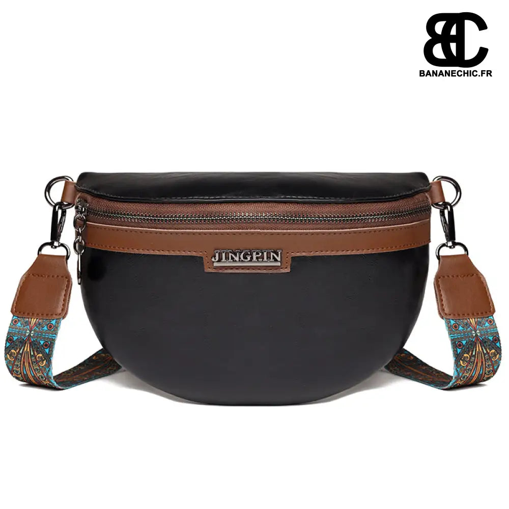 Sac Banane Femme Bandoulière Ethnique - Noir - Sac Banane -