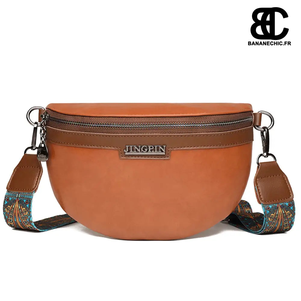 Sac Banane Femme Bandoulière Ethnique - Marron - Sac Banane