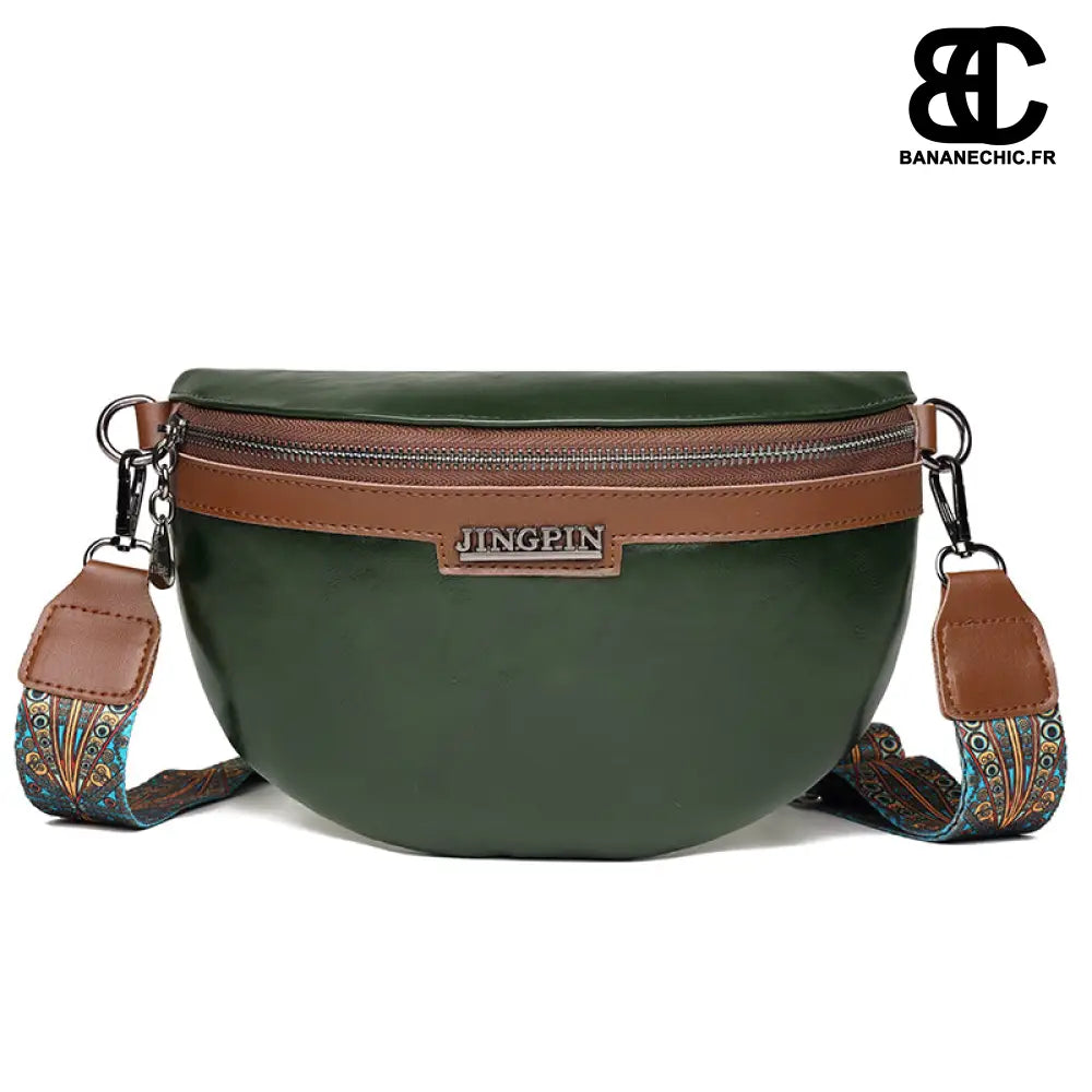 Sac Banane Femme Bandoulière Ethnique - Vert foncé - Sac